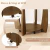 imageGiantex Round Glass Coffee Table 32 Rolling Center Tables with Wheels 2Tier Cocktail Tea Table with Storage Shelf Solid Rubber Wood Legs Tempered Glass Top Modern Living Room Tables WalnutWalnut