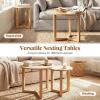 imageGiantex Round Nesting Coffee Table Set of 2 Wood Nesting End Tables with Thickened Top amp Solid Rubber Wood Legs Farmhouse Sofa Side Table for Small Spaces Living Room Bedroom NaturalNatural