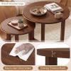 imageGiantex Round Nesting Coffee Table Set of 2 Wood Nesting End Tables with Thickened Top amp Solid Rubber Wood Legs Farmhouse Sofa Side Table for Small Spaces Living Room Bedroom NaturalWalnut