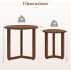 imageGiantex Round Nesting Coffee Table Set of 2 Wood Nesting End Tables with Thickened Top amp Solid Rubber Wood Legs Farmhouse Sofa Side Table for Small Spaces Living Room Bedroom NaturalWalnut