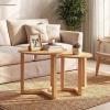 imageGiantex Round Nesting Coffee Table Set of 2 Wood Nesting End Tables with Thickened Top amp Solid Rubber Wood Legs Farmhouse Sofa Side Table for Small Spaces Living Room Bedroom NaturalNatural