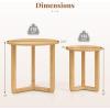 imageGiantex Round Nesting Coffee Table Set of 2 Wood Nesting End Tables with Thickened Top amp Solid Rubber Wood Legs Farmhouse Sofa Side Table for Small Spaces Living Room Bedroom NaturalNatural