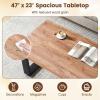 imageGiantex Rustic Coffee Table 47 Inch Industrial Wood Center Table with 18 Tabletop Farmhouse Accent Cocktail Tea Table Modern Rectangular Living Room Table Oak