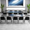 imageGiantex Set of 5 Conference Chair with Ergonomic Upholstered Seat Protective Foot Pad Elegant and Stackable Design for Home amp Office Waiting Room Guest Room 5 Pieces Reception Executive Chair SetBlack