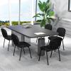 imageGiantex Set of 5 Conference Chair with Ergonomic Upholstered Seat Protective Foot Pad Elegant and Stackable Design for Home amp Office Waiting Room Guest Room 5 Pieces Reception Executive Chair SetBlack