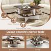 imageGiantex Square Coffee Table Mid Century Modern Center Table with 4 Storage Compartments amp CrossShape Base 24 Inch Farmhouse Coffee Tables for Living Room BrownBrown