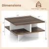 imageGiantex Square Coffee Table Mid Century Modern Center Table with 4 Storage Compartments amp CrossShape Base 24 Inch Farmhouse Coffee Tables for Living Room BrownWalnut