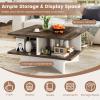 imageGiantex Square Coffee Table Mid Century Modern Center Table with 4 Storage Compartments amp CrossShape Base 24 Inch Farmhouse Coffee Tables for Living Room BrownWalnut