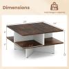 imageGiantex Square Coffee Table Mid Century Modern Center Table with 4 Storage Compartments amp CrossShape Base 24 Inch Farmhouse Coffee Tables for Living Room BrownBrown