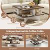 imageGiantex Square Coffee Table Mid Century Modern Center Table with 4 Storage Compartments amp CrossShape Base 24 Inch Farmhouse Coffee Tables for Living Room BrownWalnut