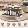 imageGiantex Square Coffee Table Mid Century Modern Center Table with 4 Storage Compartments amp CrossShape Base 24 Inch Farmhouse Coffee Tables for Living Room BrownBrown