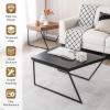 imageGiantex Stacking Coffee Table Set of 2 Black amp Brown Modern Side Table with Powder Coated Metal Legs Trapezoid Nesting Table for Living Room Office Bedroom Black  Brown