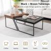 imageGiantex Stacking Coffee Table Set of 2 Black amp Brown Modern Side Table with Powder Coated Metal Legs Trapezoid Nesting Table for Living Room Office Bedroom Black  Brown