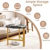 imageGiantex Triangle End Table Wood Side Table with Metal Legs Sofa Couch Accent Tables Small Coffee Table for Small Space Living Room Nightstand for Bedroom Rustic Brown amp BlackBlack  Gold