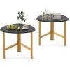 imageGiantex Triangle End Table Wood Side Table with Metal Legs Sofa Couch Accent Tables Small Coffee Table for Small Space Living Room Nightstand for Bedroom Rustic Brown amp BlackBlack  Gold
