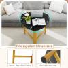 imageGiantex Triangle End Table Wood Side Table with Metal Legs Sofa Couch Accent Tables Small Coffee Table for Small Space Living Room Nightstand for Bedroom Rustic Brown amp BlackBlack  Gold