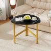 imageGiantex Triangle End Table Wood Side Table with Metal Legs Sofa Couch Accent Tables Small Coffee Table for Small Space Living Room Nightstand for Bedroom Rustic Brown amp BlackBlack  Gold