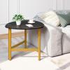 imageGiantex Triangle End Table Wood Side Table with Metal Legs Sofa Couch Accent Tables Small Coffee Table for Small Space Living Room Nightstand for Bedroom Rustic Brown amp BlackBlack  Gold