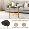 imageGiantex Triangle End Table Wood Side Table with Metal Legs Sofa Couch Accent Tables Small Coffee Table for Small Space Living Room Nightstand for Bedroom Rustic Brown amp BlackBlack  Gold