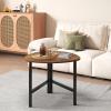 imageGiantex Triangle End Table Wood Side Table with Metal Legs Sofa Couch Accent Tables Small Coffee Table for Small Space Living Room Nightstand for Bedroom Rustic Brown amp BlackRustic Brown  Black