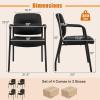 imageGiantex Waiting Room Chair Set of 2  Upholstered Reception Chairs with Mixed PU Leather Integrated Armrests Conference Chair Office Guest Chairs No Wheels for Meeting Room Lobby Chairs 1 BlackBlack