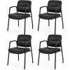 imageGiantex Waiting Room Chair Set of 2  Upholstered Reception Chairs with Mixed PU Leather Integrated Armrests Conference Chair Office Guest Chairs No Wheels for Meeting Room Lobby Chairs 1 BlackBlack