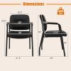imageGiantex Waiting Room Chair Set of 2  Upholstered Reception Chairs with Mixed PU Leather Integrated Armrests Conference Chair Office Guest Chairs No Wheels for Meeting Room Lobby Chairs 1 BlackBlack