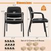 imageGiantex Waiting Room Chair Set of 2  Upholstered Reception Chairs with Mixed PU Leather Integrated Armrests Conference Chair Office Guest Chairs No Wheels for Meeting Room Lobby Chairs 1 BlackBlack