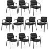 imageGiantex Waiting Room Chair Set of 2  Upholstered Reception Chairs with Mixed PU Leather Integrated Armrests Conference Chair Office Guest Chairs No Wheels for Meeting Room Lobby Chairs 1 BlackBlack