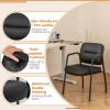 imageGiantex Waiting Room Chair Set of 2  Upholstered Reception Chairs with Mixed PU Leather Integrated Armrests Conference Chair Office Guest Chairs No Wheels for Meeting Room Lobby Chairs 1 BlackBlack