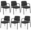 imageGiantex Waiting Room Chair Set of 2  Upholstered Reception Chairs with Mixed PU Leather Integrated Armrests Conference Chair Office Guest Chairs No Wheels for Meeting Room Lobby Chairs 1 BlackBlack