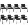 imageGiantex Waiting Room Chair Set of 2  Upholstered Reception Chairs with Mixed PU Leather Integrated Armrests Conference Chair Office Guest Chairs No Wheels for Meeting Room Lobby Chairs 1 BlackBlack