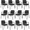 imageGiantex Waiting Room Chair Set of 2  Upholstered Reception Chairs with Mixed PU Leather Integrated Armrests Conference Chair Office Guest Chairs No Wheels for Meeting Room Lobby Chairs 1 BlackBlack