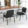 imageGiantex Waiting Room Chair Set of 2  Upholstered Reception Chairs with Mixed PU Leather Integrated Armrests Conference Chair Office Guest Chairs No Wheels for Meeting Room Lobby Chairs 1 BlackBlack