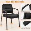 imageGiantex Waiting Room Chair Set of 2  Upholstered Reception Chairs with Mixed PU Leather Integrated Armrests Conference Chair Office Guest Chairs No Wheels for Meeting Room Lobby Chairs 1 BlackBlack