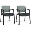 imageGiantex 2Pack Waiting Room Chair Set Rolling Office Desk Chairs with PU Wheels Armrests Stackable Guest Chair for Office School LobbyReception Conference BlackGrey