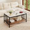 imageGiantex 2Tier Coffee Table with Storage Faux Marble Center Table Table with Sintered Stone Tabletop Open Shelf amp Sturdy Metal Frame Modern Coffee Tables for Living Room Reception Room