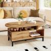 imageGiantex 47 Oval Coffee Table Cocktail Accent Center Table with Storage Compartments amp Drawer Wood Small Coffee Table with 5 Support Legs Mid Century Modern Living Room Tables NaturalNatural