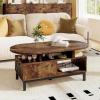imageGiantex 47 Oval Coffee Table Cocktail Accent Center Table with Storage Compartments amp Drawer Wood Small Coffee Table with 5 Support Legs Mid Century Modern Living Room Tables NaturalRustic Brown