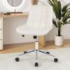 imageGiantex Armless Office Chair Modern Faux Fur White Vanity Chair with Wheels amp Adjustable Height 360 Rolling Swivel Task Computer Seat Home Office Desk Chair for Makeup Bedroom Small SpaceWhite
