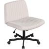imageGiantex Criss Cross Chair with Wheels Armless Cross Legged Office Chair Fabric Adjustable Swivel Ergonomic Desk Seat Modern Wide Makeup Task Vanity Chair for Home GrayBeige