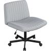 imageGiantex Criss Cross Chair with Wheels Armless Cross Legged Office Chair Fabric Adjustable Swivel Ergonomic Desk Seat Modern Wide Makeup Task Vanity Chair for Home GrayGrey