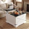 imageGiantex Farmhouse Lift Top Coffee Table 315 Square Wood Center Table with Large Hidden Storage Compartment amp Hinged Lift Top Accent Cocktail Tea Table Rustic Living Room Tables OakBlack