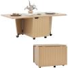 imageGiantex Folding Coffee Table 48 Inch Drop Leaf Extendable Center Table with Storage Cabinet amp Wheels Rolling Side Table Mid Century Modern Living Room Tables for Small Spaces OakOak