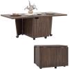 imageGiantex Folding Coffee Table 48 Inch Drop Leaf Extendable Center Table with Storage Cabinet amp Wheels Rolling Side Table Mid Century Modern Living Room Tables for Small Spaces OakWalnut