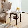 imageGiantex Glass End Table Set of 2 24 Square Side Tables with Storage Shelf amp Rubber Wood Frame Small Coffee Table for Living Room Mid Century Modern Nightstands for Bedroom1