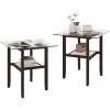 imageGiantex Glass End Table Set of 2 24 Square Side Tables with Storage Shelf amp Rubber Wood Frame Small Coffee Table for Living Room Mid Century Modern Nightstands for Bedroom2