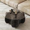 imageGiantex Glass Round Coffee Table 35 Modern Center Table with Storage Tempered Glass Top amp Solid Wood Base Living Room Tables for Apartment Dark Gray Oak