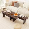 imageGiantex LShaped Coffee Table Set of 2 Modular Nesting Center Table with Grain Finish Mid Century Modern Living Room Tables for Small Spaces Apartment WalnutWalnut