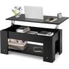 imageGiantex Lift Top Coffee Table Modern Cocktail Table wHidden Compartment amp Open Storage Shelf Flip Top Center Table Wooden Pull up Coffee Table for Living Room Reception Room Office Black